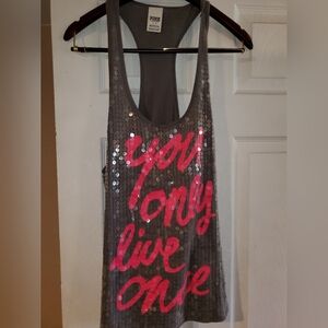 PINK size L sequin razorback long tank
